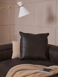Cuscino decorativo grande in pelle Lennon, 60 x 60 cm