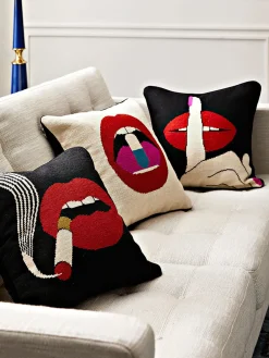 Cuscino decorativo in lana fatto a mano Lips Hush