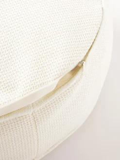 Cuscino decorativo rotondo in bouclé con bordino Aya