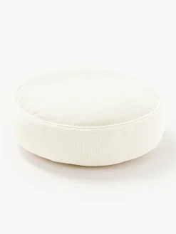 Cuscino decorativo rotondo in bouclé con bordino Aya