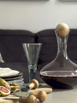 Decanter in vetro soffiato con tappo in legno Eden, 2 L