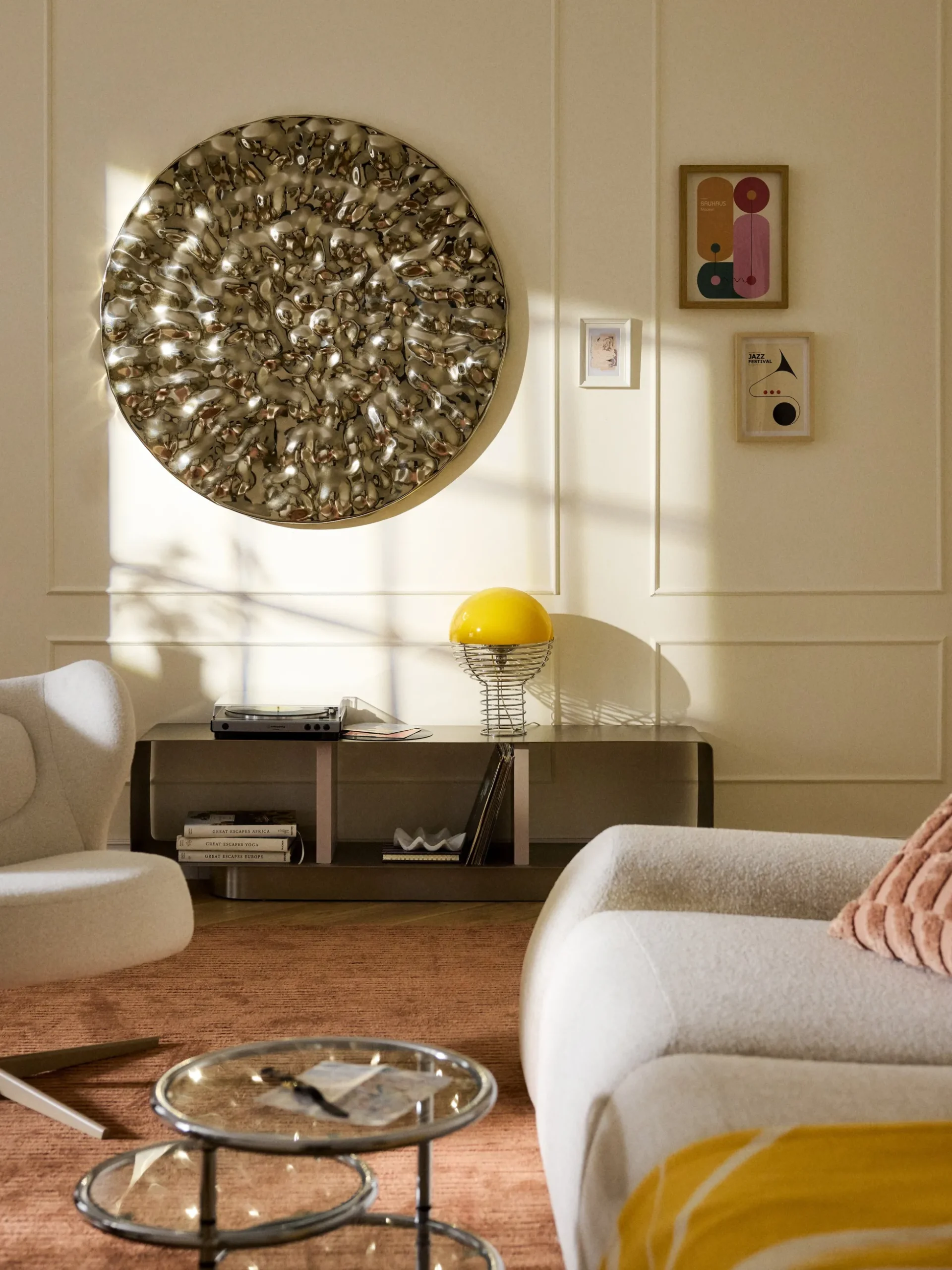 Decorazione da parete con superficie martellata Splash, Ø 120 cm