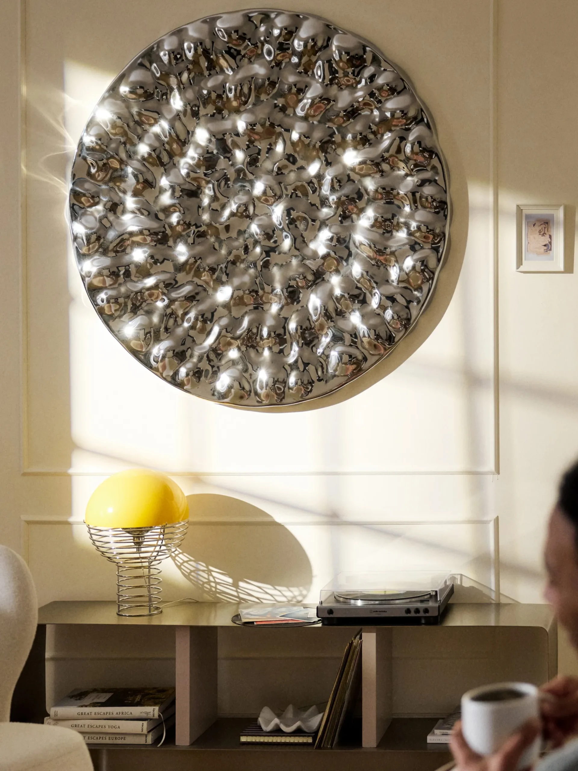 Decorazione da parete con superficie martellata Splash, Ø 120 cm