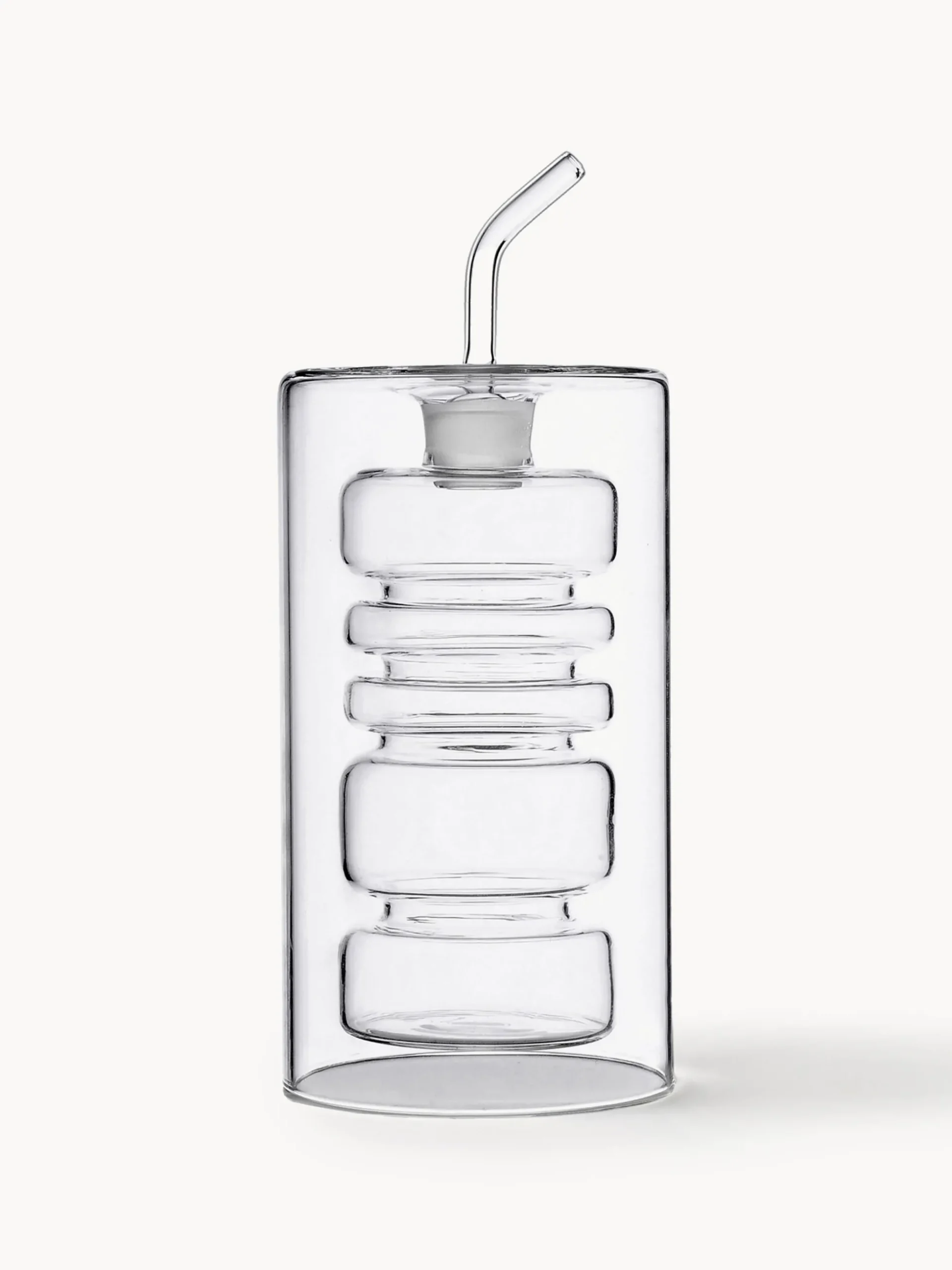 Distributore aceto e olio in vetro borosilicato fatto a mano Rings alt. 19 cm