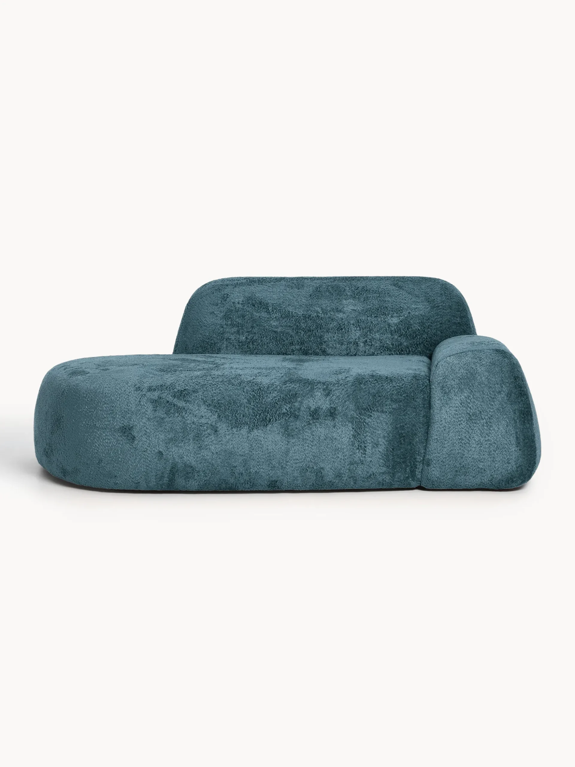 Divano 2 posti con chaise longue in teddy bouclé Wolke