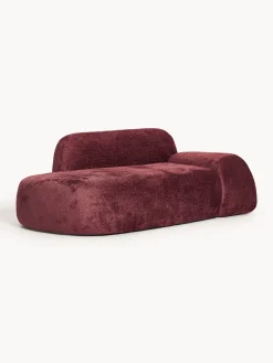 Divano 2 posti con chaise longue in teddy bouclé Wolke