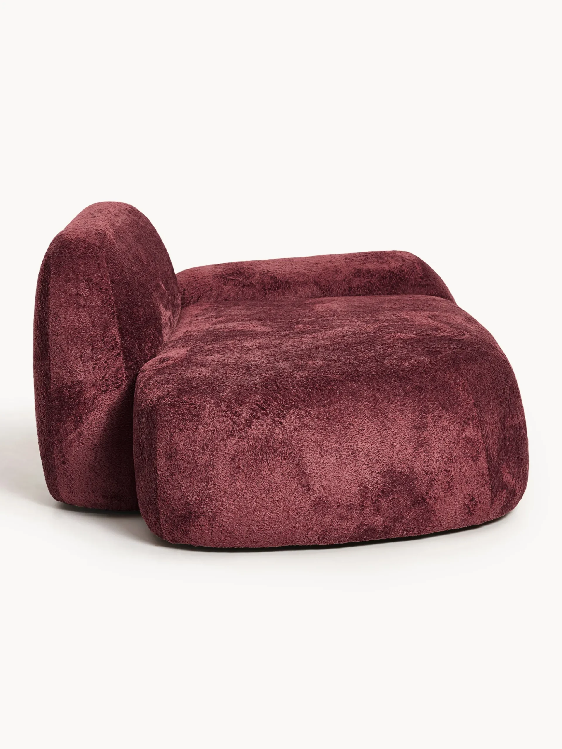 Divano 2 posti con chaise longue in teddy bouclé Wolke