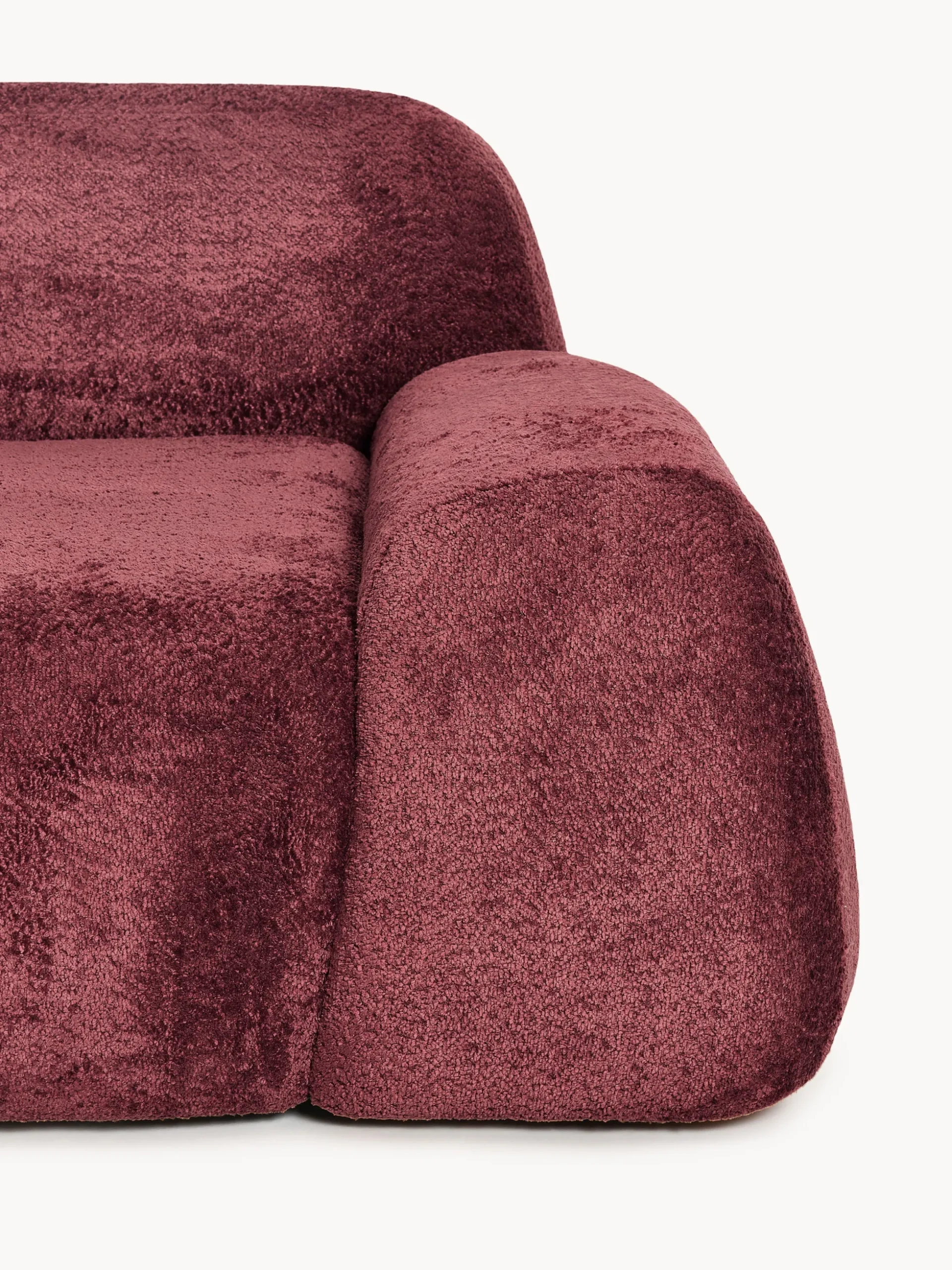 Divano 2 posti con chaise longue in teddy bouclé Wolke