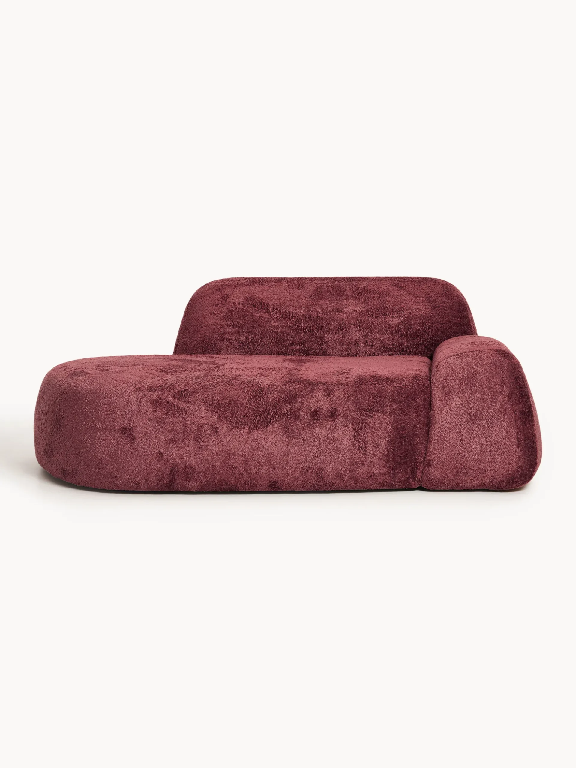 Divano 2 posti con chaise longue in teddy bouclé Wolke