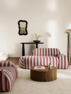 Divano a righe 2 posti con chaise longue Wolke
