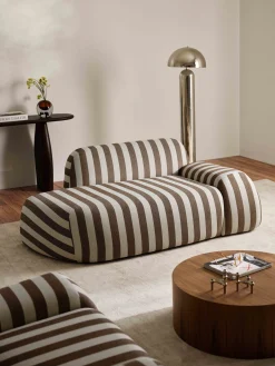 Divano a righe 2 posti con chaise longue Wolke