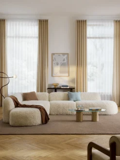 Divano angolare 4 posti componibile XL con chaise longue in teddy Wolke