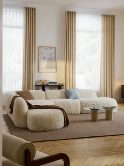 Divano angolare 4 posti componibile XL con chaise longue in teddy Wolke