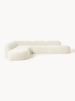 Divano angolare 4 posti componibile XL con chaise longue in teddy Wolke