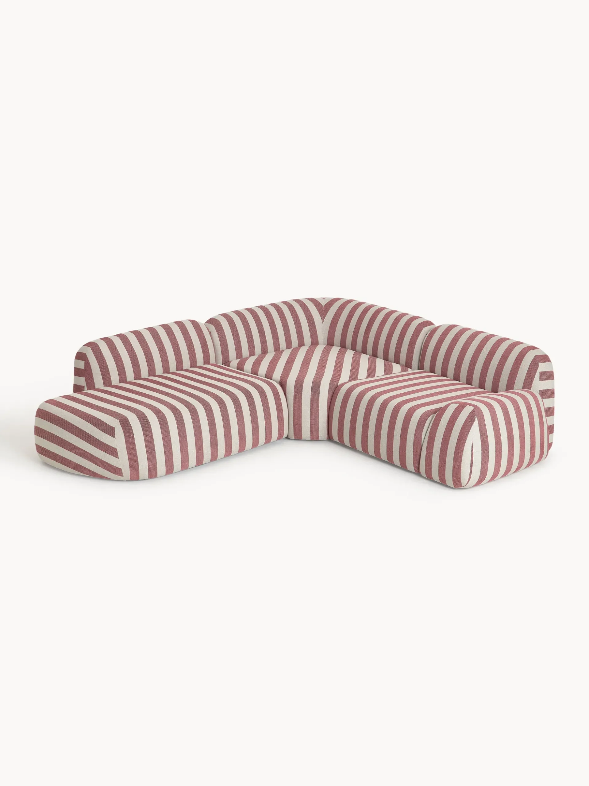 Divano angolare componibile 4 posti a righe con chaise longue Wolke