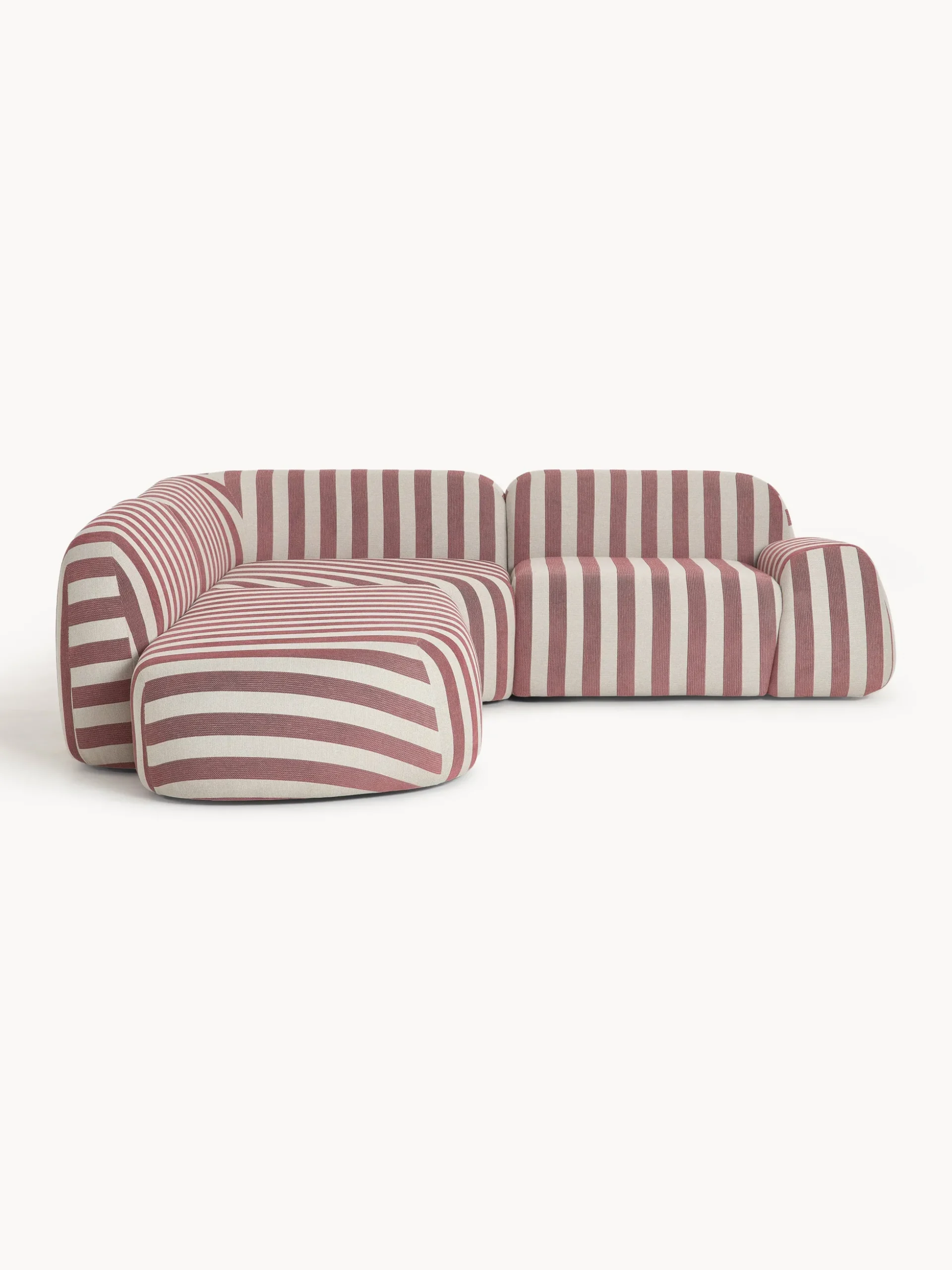 Divano angolare componibile 4 posti a righe con chaise longue Wolke