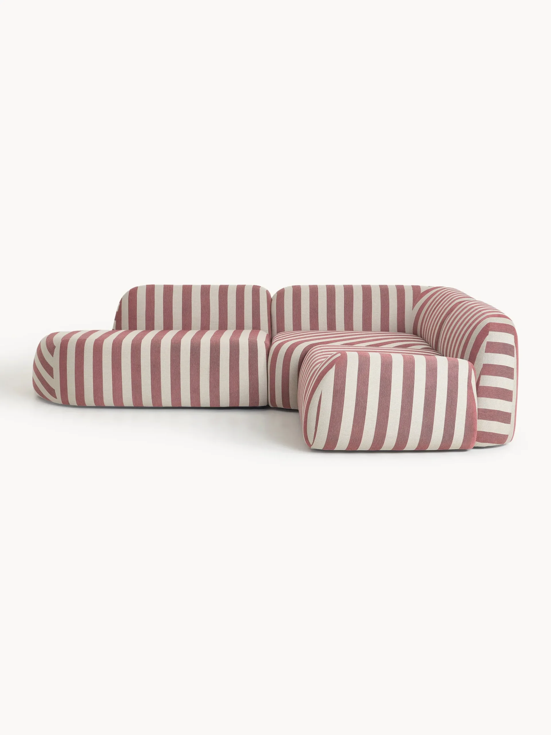 Divano angolare componibile 4 posti a righe con chaise longue Wolke