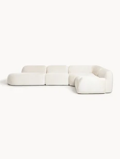 Divano angolare componibile 4 posti con chaise longue in teddy bouclé Wolke