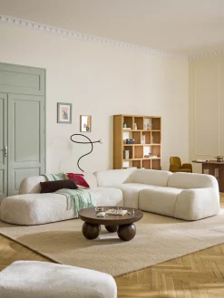 Divano angolare componibile 4 posti con chaise longue in teddy bouclé Wolke