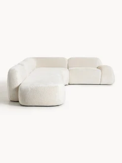 Divano angolare componibile 4 posti con chaise longue in teddy bouclé Wolke