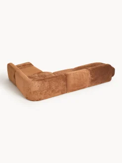 Divano angolare componibile 4 posti con chaise longue in teddy bouclé Wolke