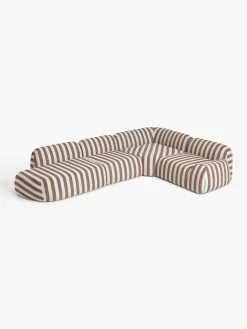 Divano angolare componibile XL a righe con chaise longue Wolke