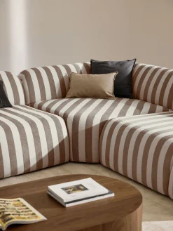 Divano angolare componibile XL a righe con chaise longue Wolke