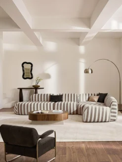 Divano angolare componibile XL a righe con chaise longue Wolke