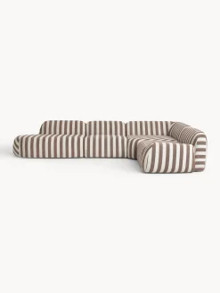 Divano angolare componibile XL a righe con chaise longue Wolke