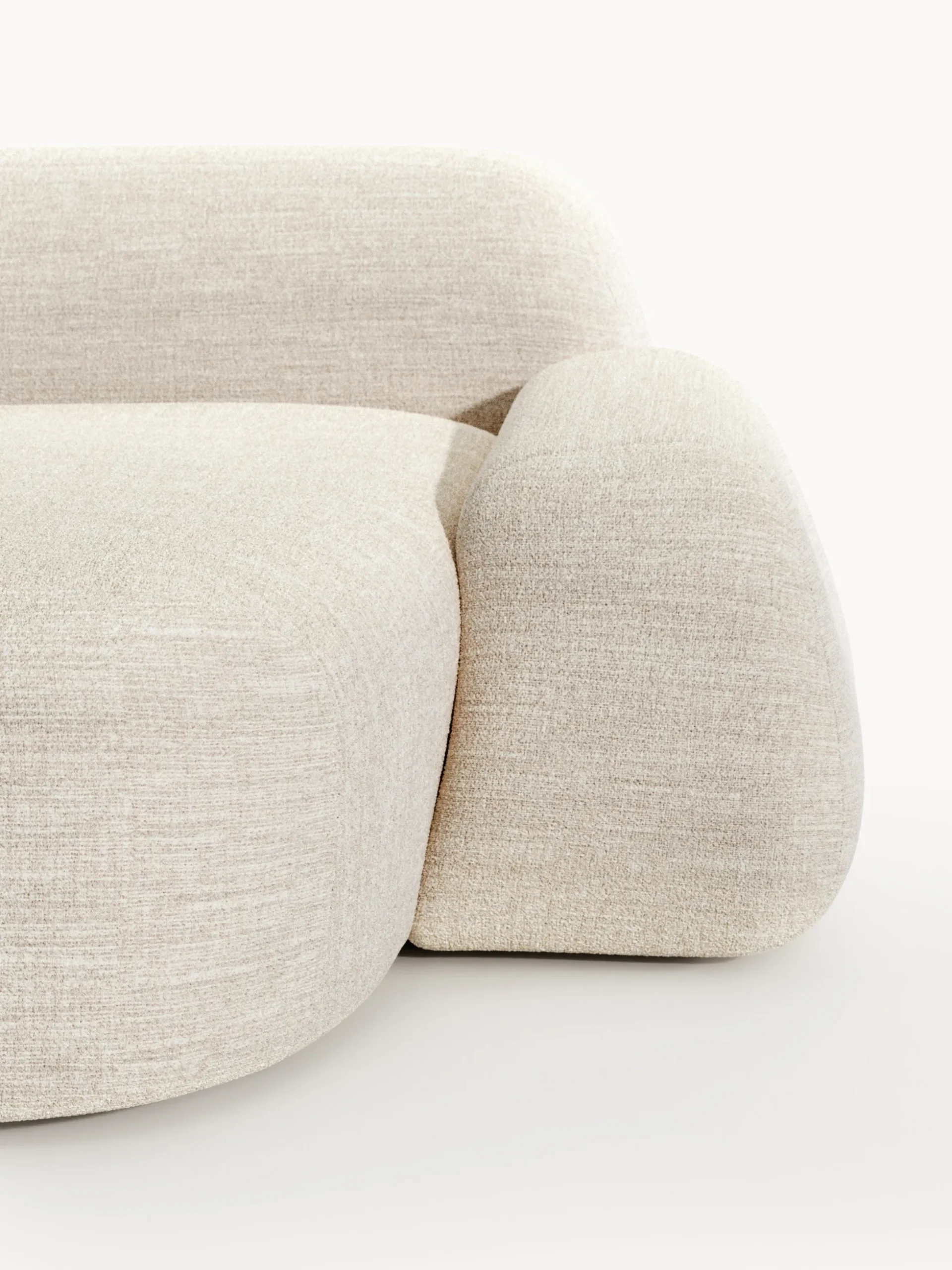 Divano angolare componibile 4 posti in bouclé con chaise longue Wolke