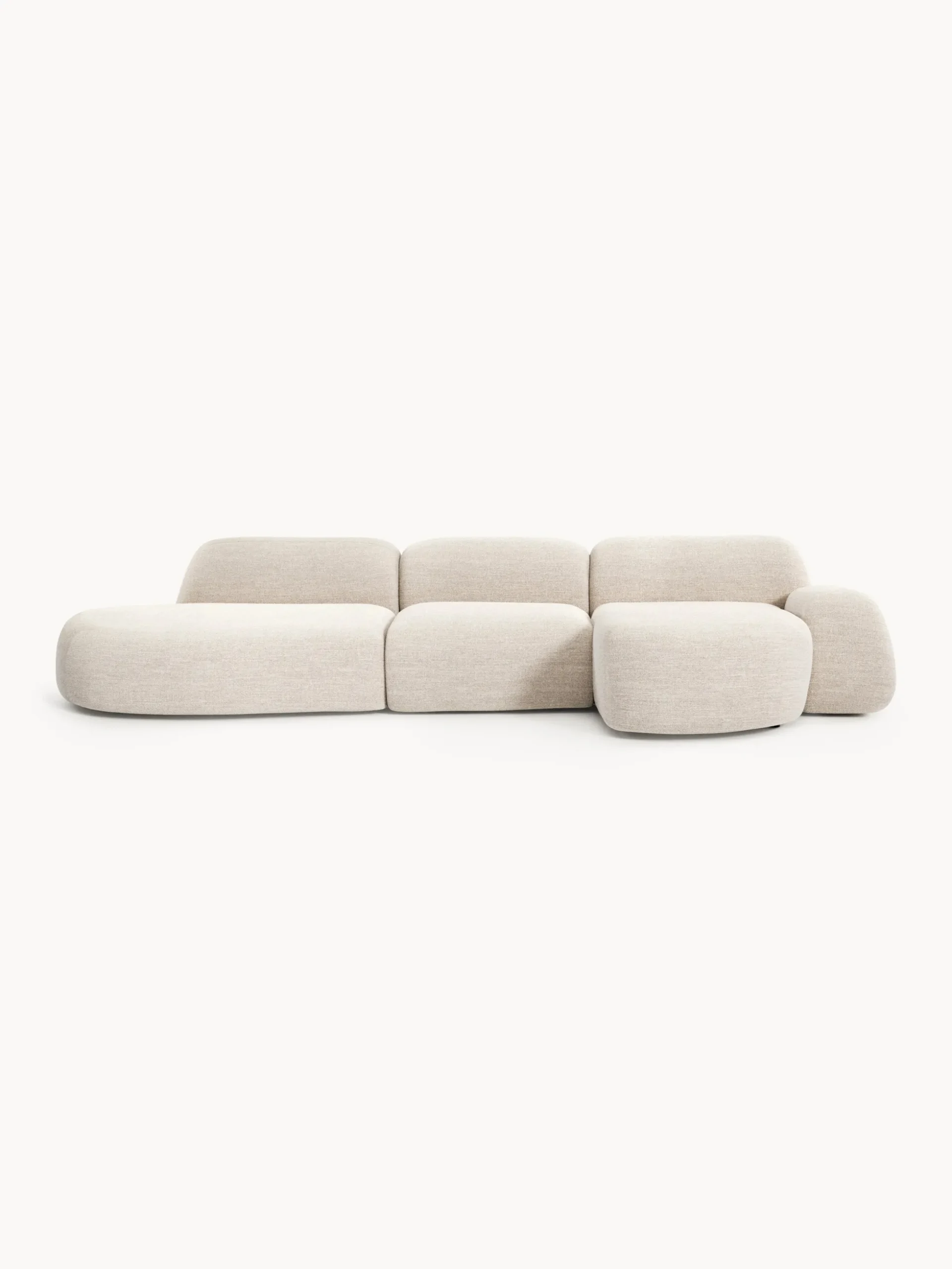 Divano angolare componibile 4 posti in bouclé con chaise longue Wolke