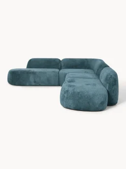Divano angolare componibile 4 posti con chaise longue in teddy bouclé Wolke