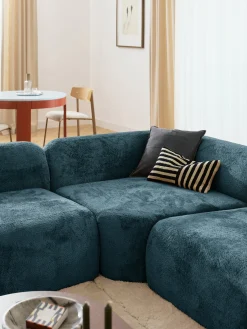 Divano angolare componibile 4 posti con chaise longue in teddy bouclé Wolke