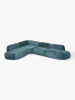 Divano angolare componibile 4 posti con chaise longue in teddy bouclé Wolke