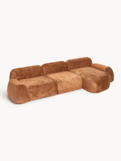 Divano angolare componibile 4 posti in teddy bouclé Wolke