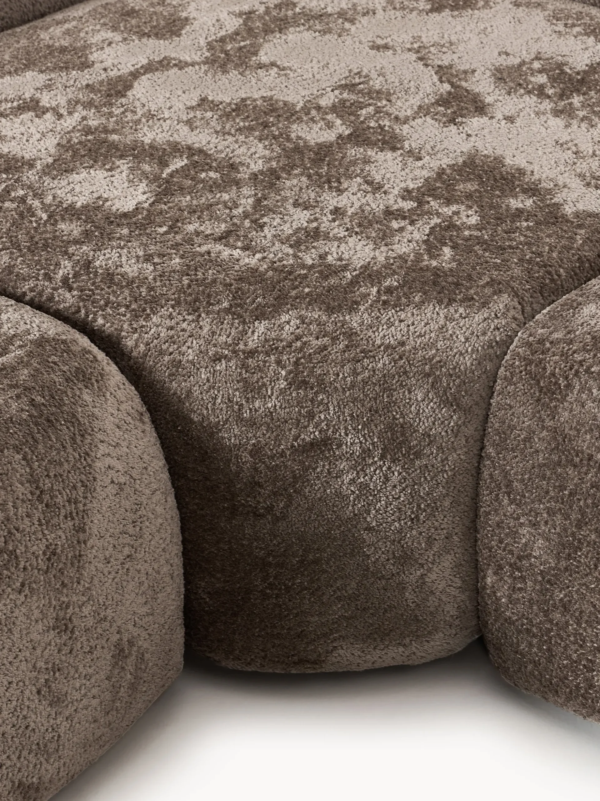 Divano angolare componibile 4 posti in teddy bouclé con chaise longue Wolke