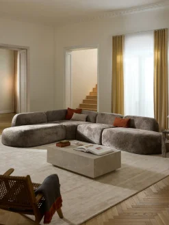 Divano angolare componibile 4 posti in teddy bouclé con chaise longue Wolke