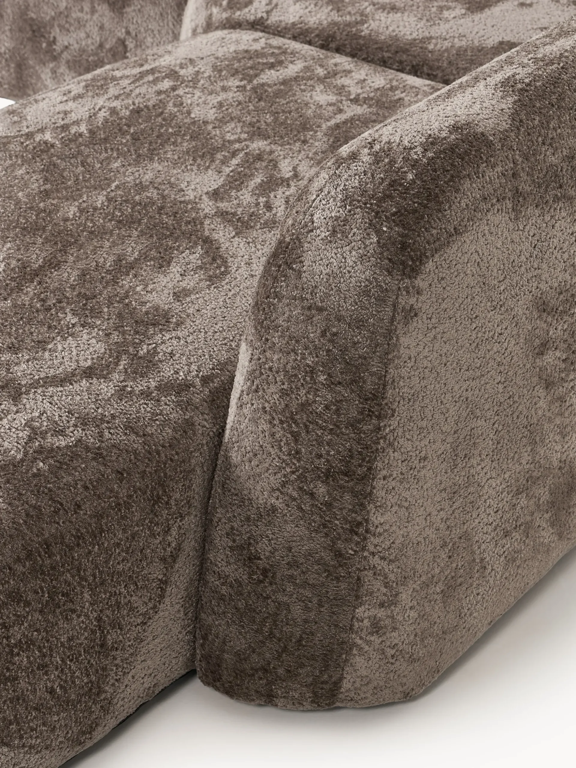 Divano angolare componibile 4 posti in teddy bouclé con chaise longue Wolke