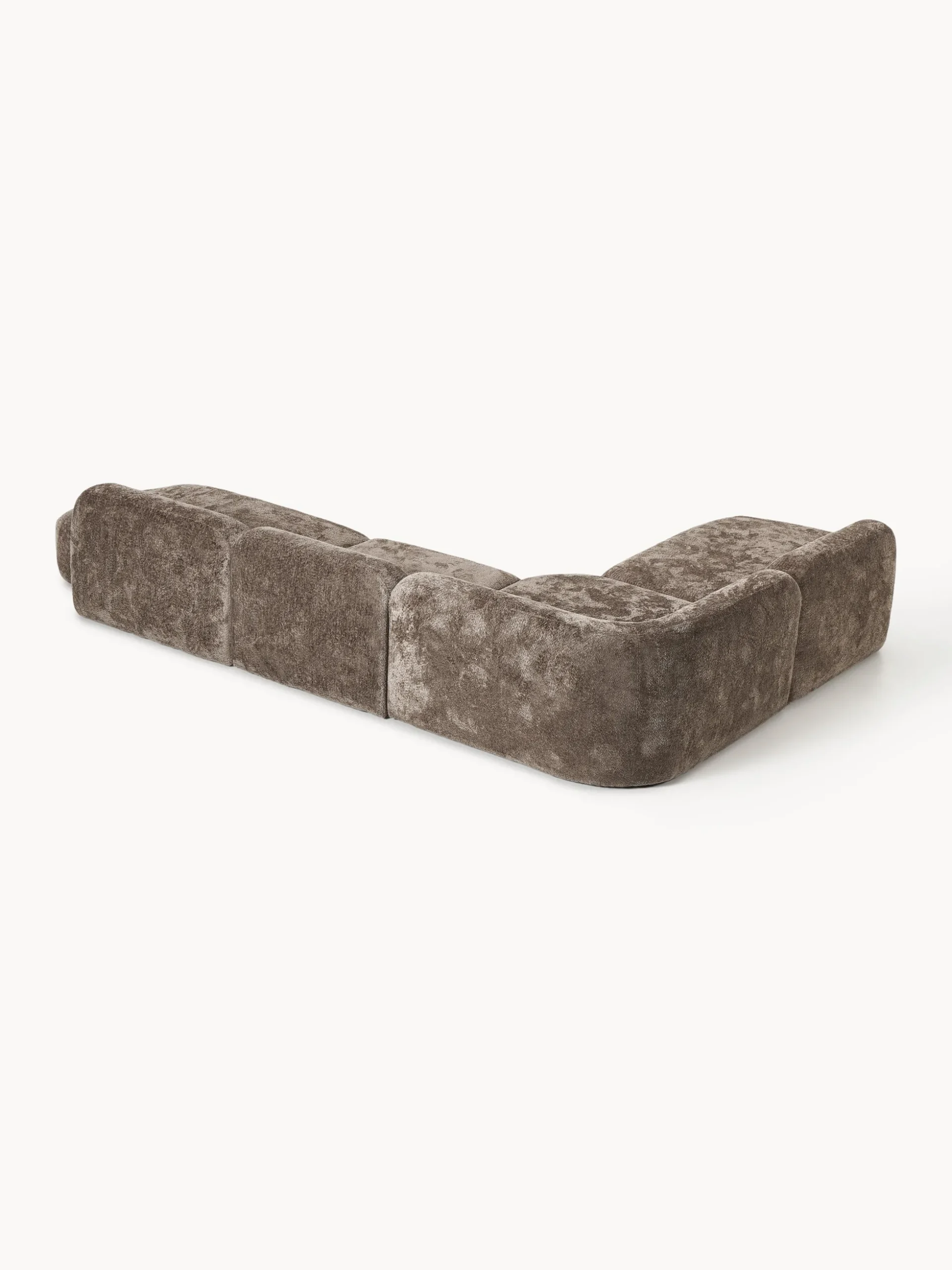 Divano angolare componibile 4 posti in teddy bouclé con chaise longue Wolke
