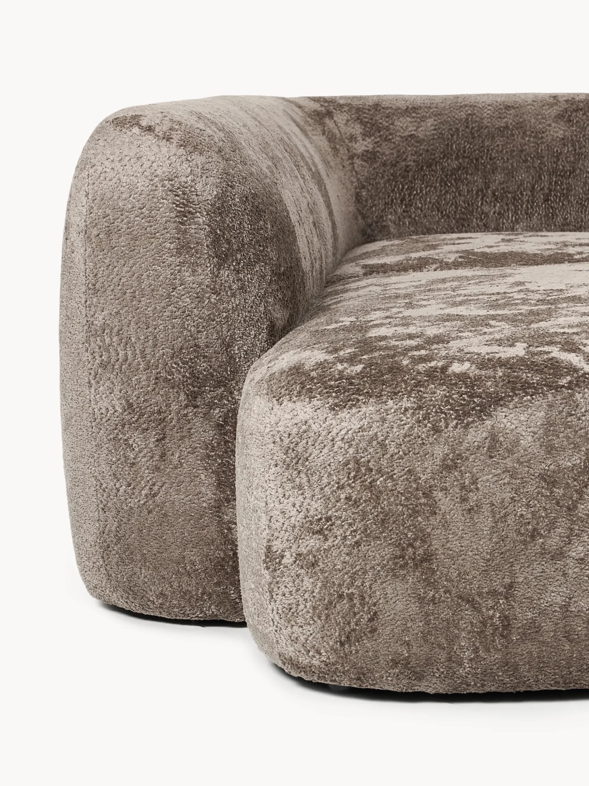 Divano angolare componibile 4 posti in teddy bouclé con chaise longue Wolke