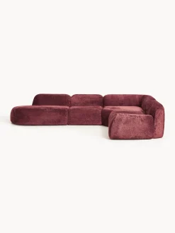 Divano angolare componibile 4 posti con chaise longue in teddy bouclé Wolke