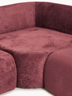 Divano angolare componibile 4 posti con chaise longue in teddy bouclé Wolke