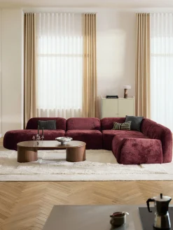 Divano angolare componibile 4 posti con chaise longue in teddy bouclé Wolke