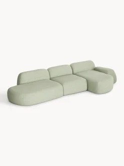 Divano angolare componibile 4 posti in bouclé con chaise longue Wolke