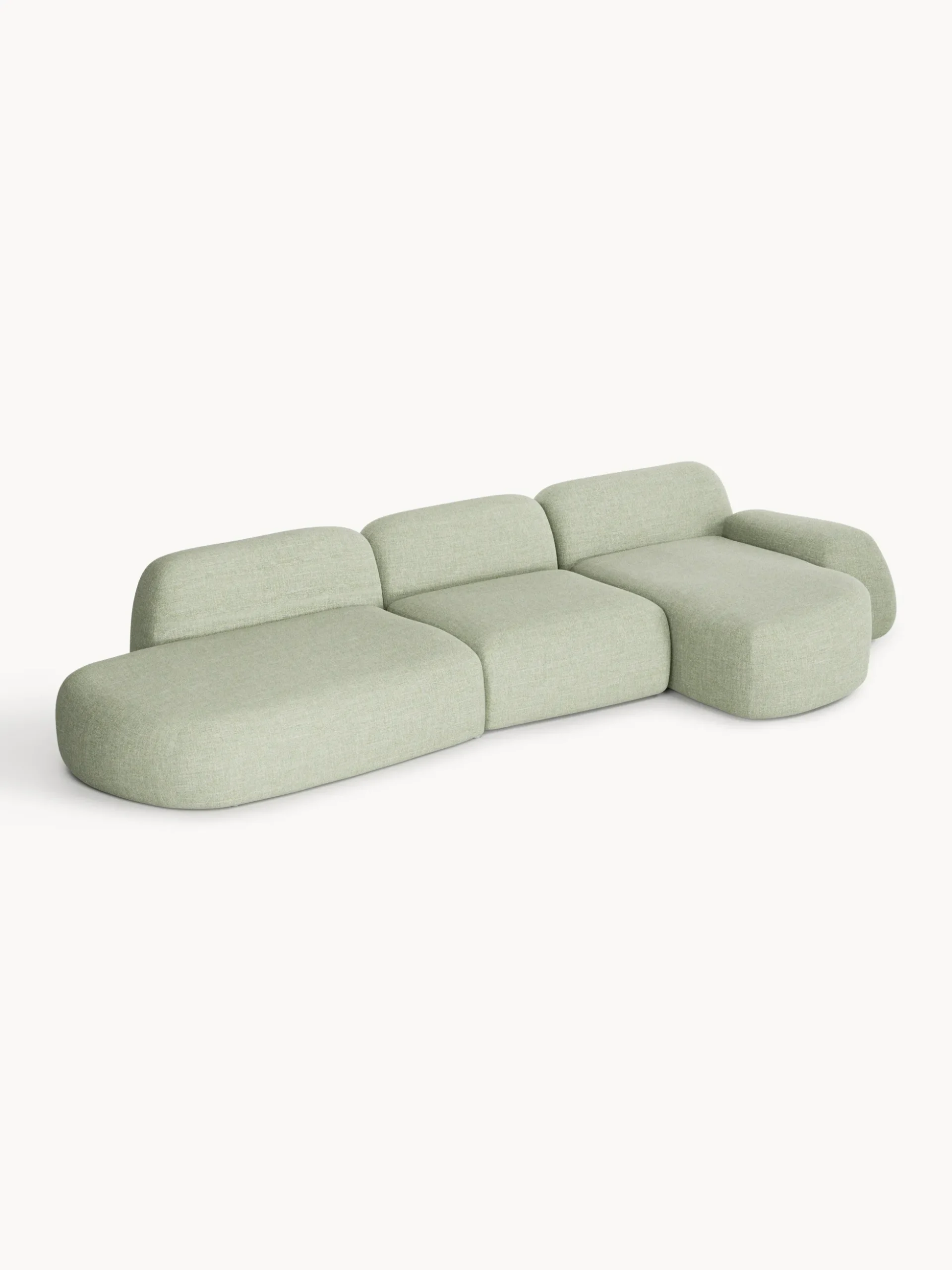 Divano angolare componibile 4 posti in bouclé con chaise longue Wolke