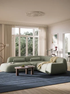 Divano angolare componibile 4 posti in bouclé con chaise longue Wolke