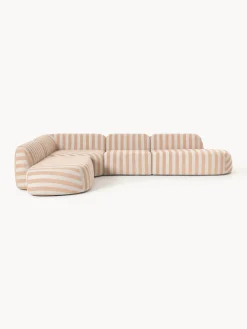 Divano angolare componibile XL a righe con chaise longue Wolke