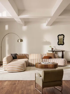 Divano angolare componibile XL a righe con chaise longue Wolke