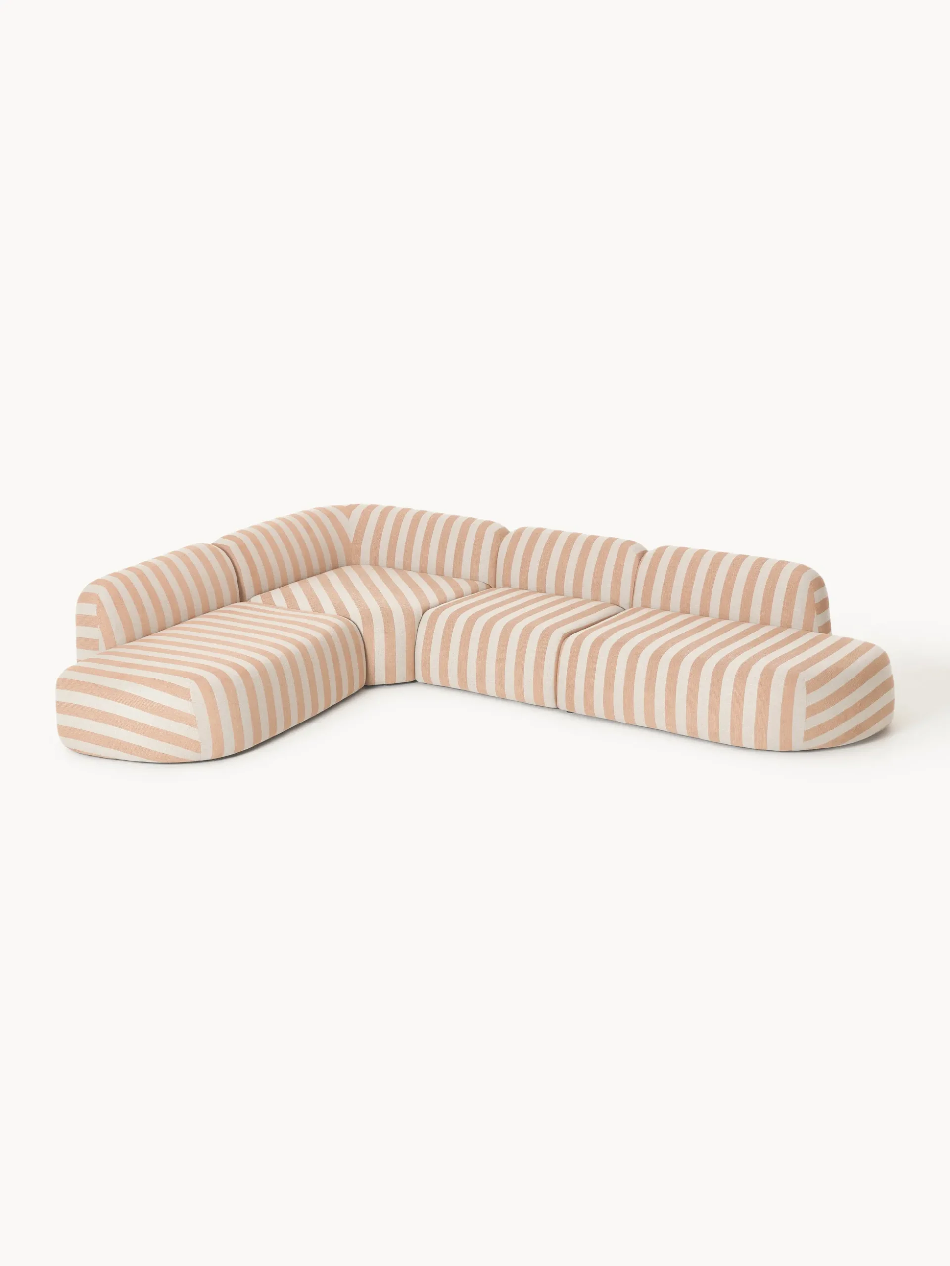 Divano angolare componibile XL a righe con chaise longue Wolke