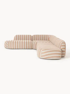 Divano angolare componibile XL a righe con chaise longue Wolke